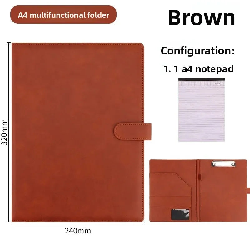 Porte-Bloc A4 en Cuir PU avec Clip + Bloc Note OFFERT
