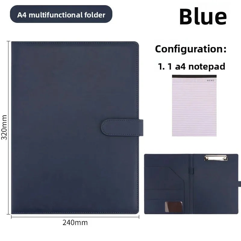 Porte-Bloc A4 en Cuir PU avec Clip + Bloc Note OFFERT