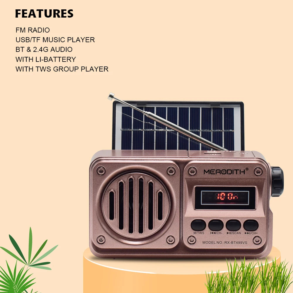 Radio Enceinte Solaire Bluetooth Sans Fil