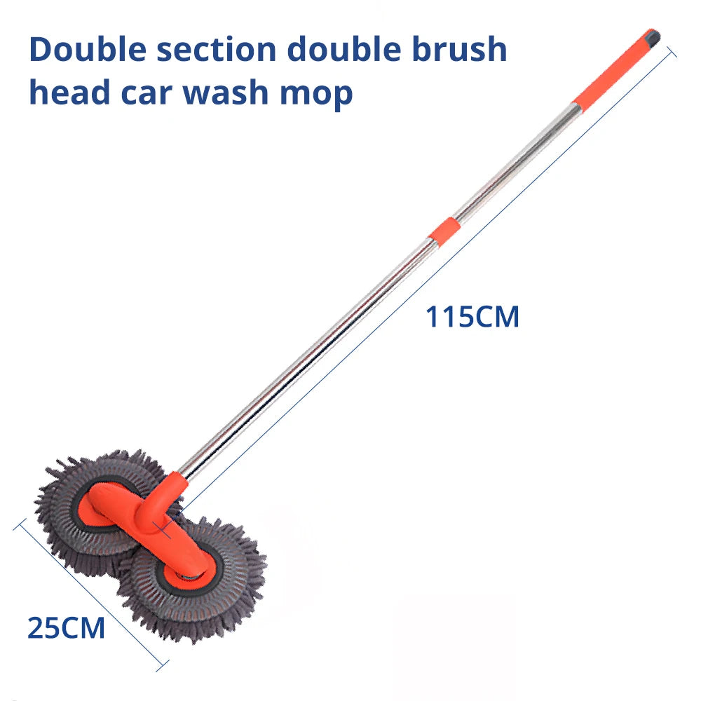 Brosse Télescopique Microfibre Lavage Voiture à Double Tête Pivotante