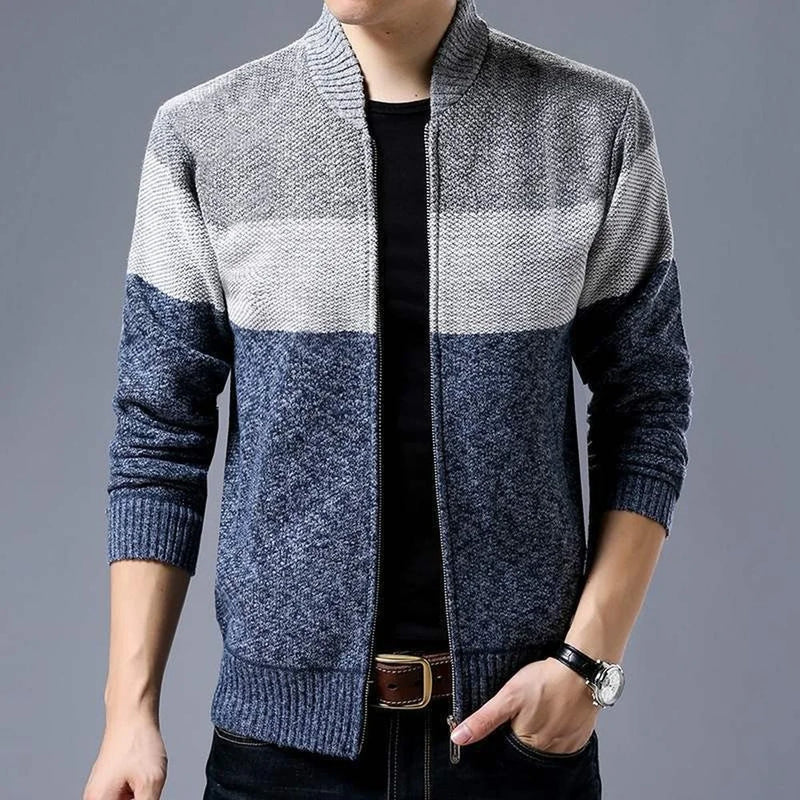 Cardigan en tricot à rayure tricolore