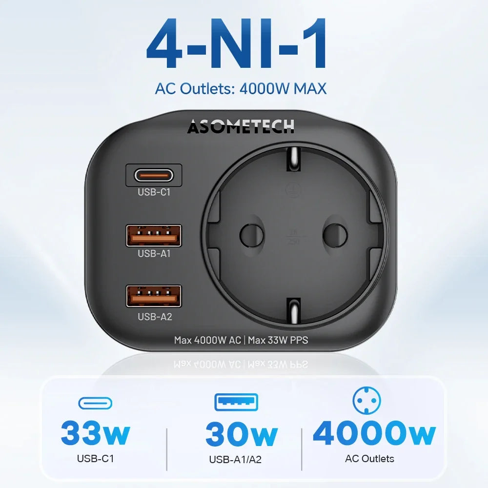 Multiprise 4000W avec Charge Rapide 33W