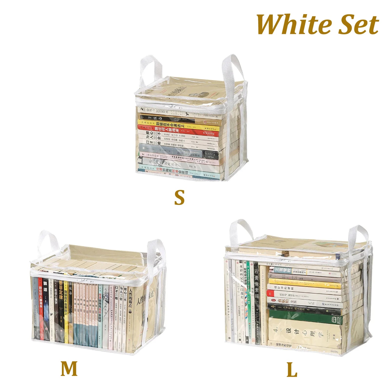 3x Sacs de rangement pour Livres, Jouets, CD, DVD...