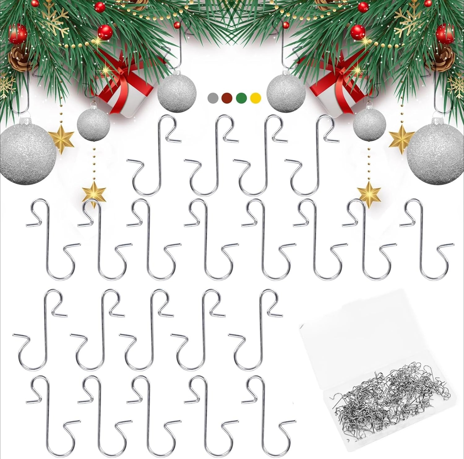 Lot de 300 Crochets Métalliques de Suspension pour Boules de Noël