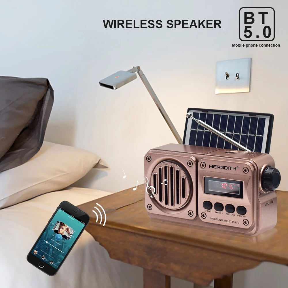 Radio Enceinte Solaire Bluetooth Sans Fil