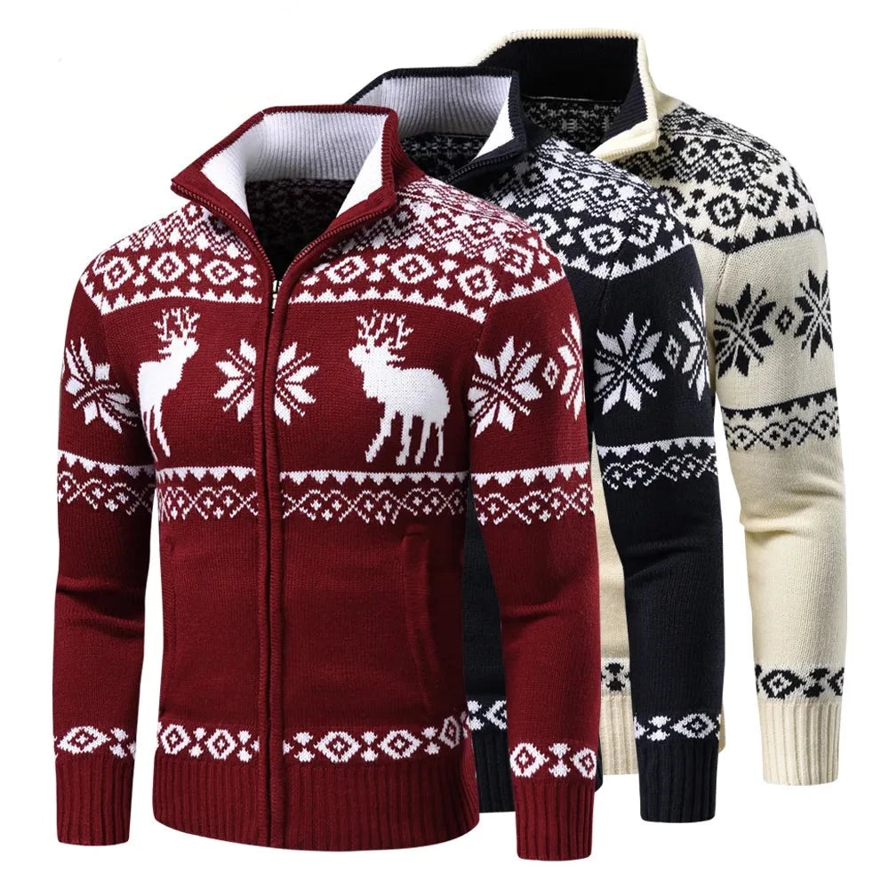 Cardigan de Noël en tricot à Zip pour homme