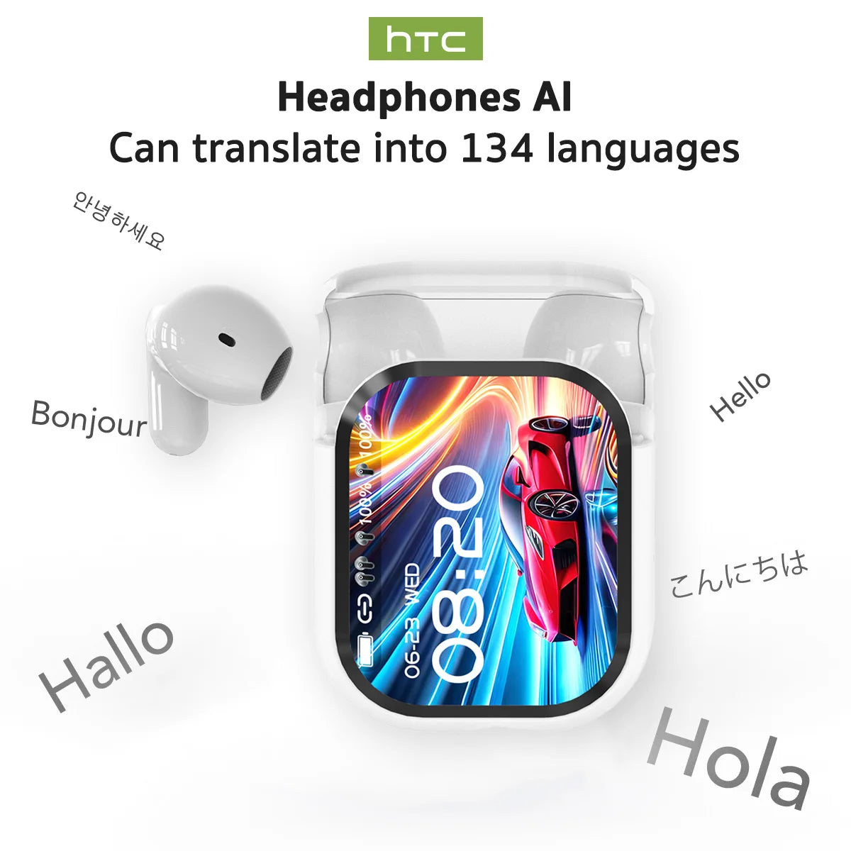 Écouteurs AI avec Écran Tactile & Traduction 135 Langues