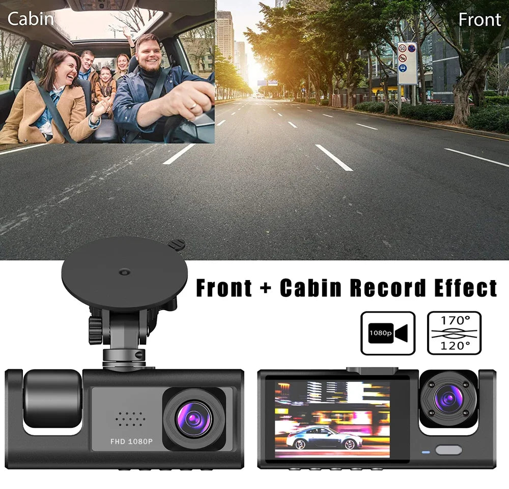 DASHCAM double objectif vision nocturne + carte SD 64gb