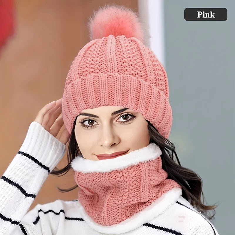 Ensemble Bonnet à Pompom & Cache-Cou - Femme
