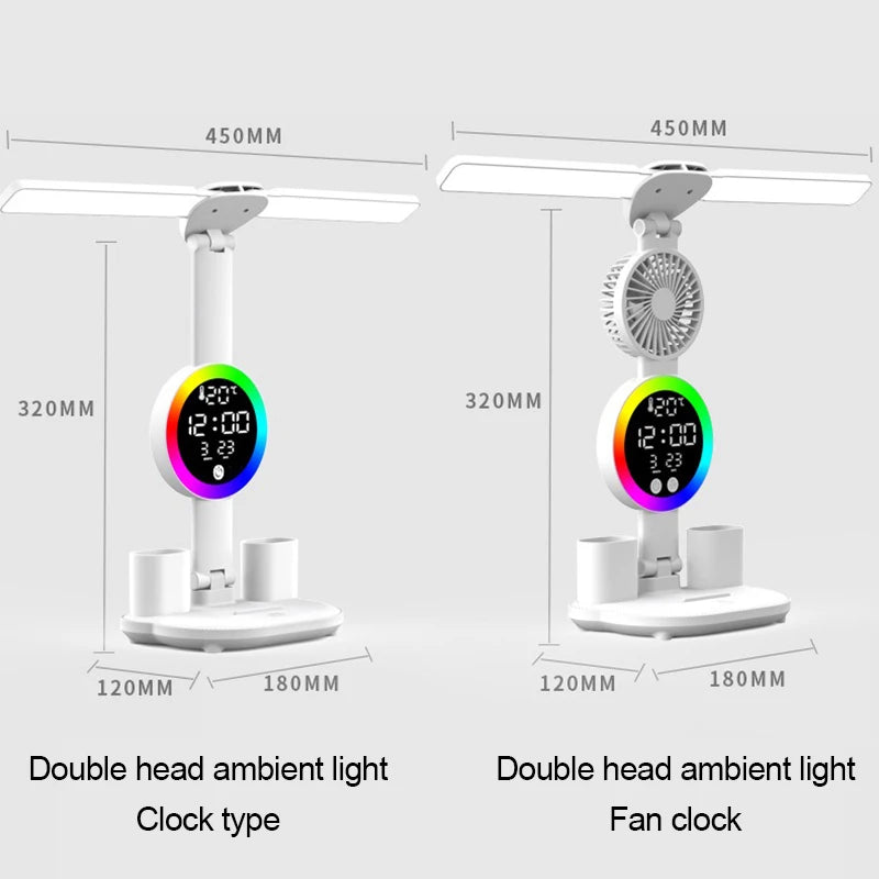 Lampe de Bureau Multifonction 4-en-1 avec Ventilateur