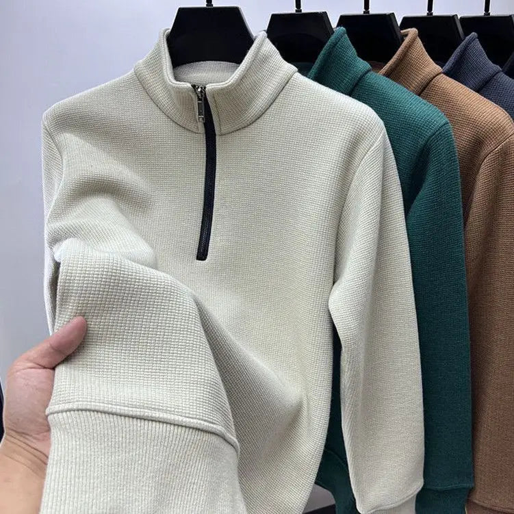 Pull col zippé effet gauffré - Homme