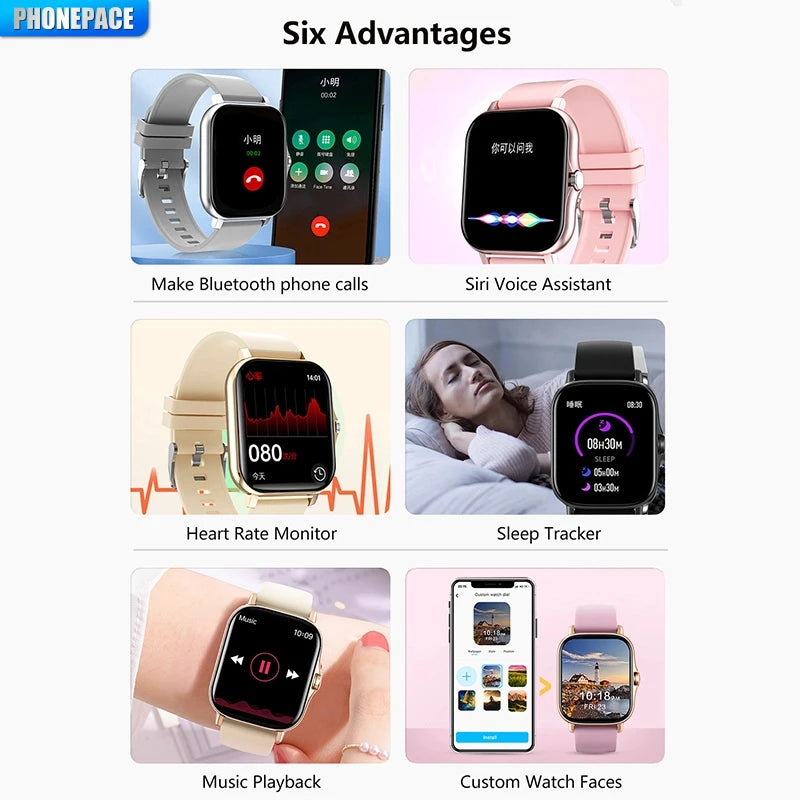 Montre Connectée 2025 - Appels & Musique Bluetooth