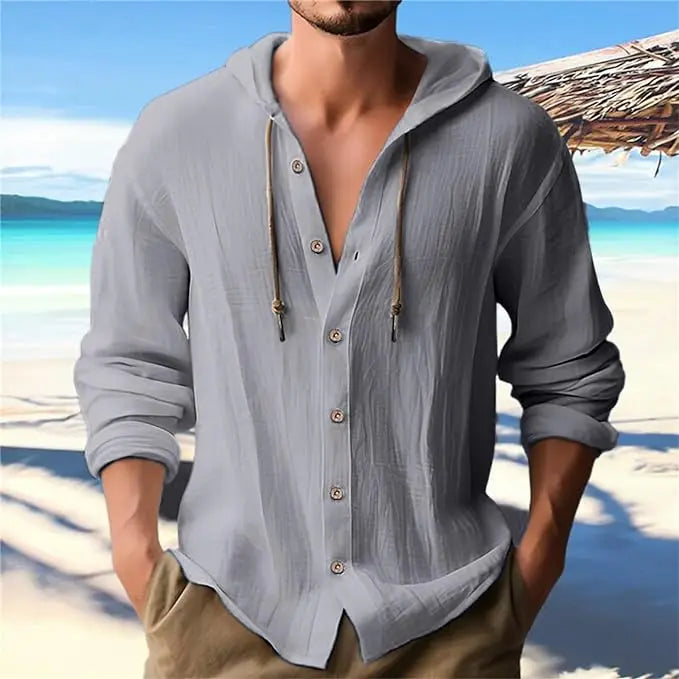 Chemise Décontractée Été 100% Coton à Capuche