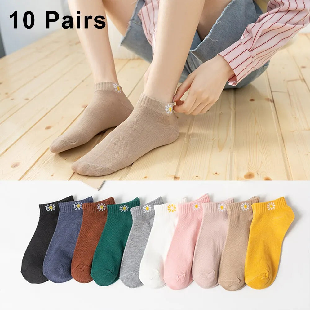 Lot de 10 paires de chaussettes basses pour femmes, motif ours mignon