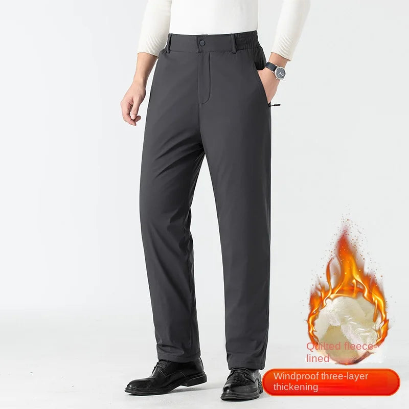 Pantalon élégant à doublure en polaire chaude