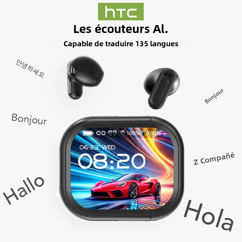Écouteurs AI avec Écran Tactile & Traduction 135 Langues