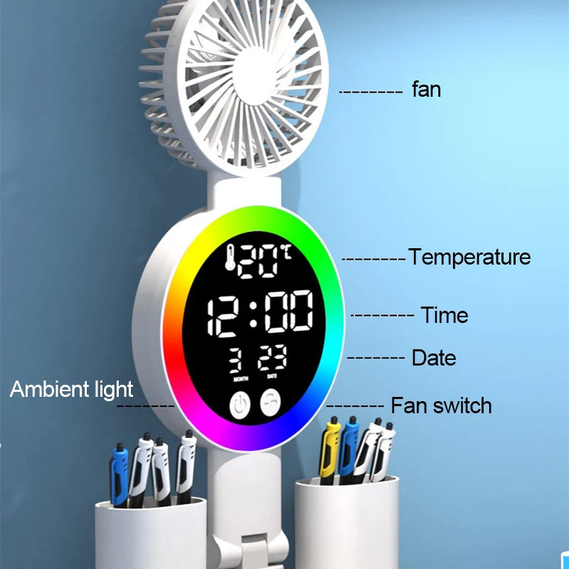 Lampe de Bureau Multifonction 4-en-1 avec Ventilateur
