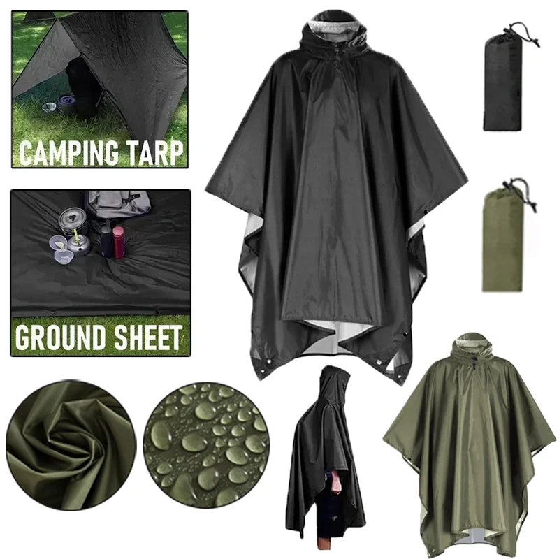 Poncho de Pluie 3 en1 - Imper, Bâche & Tente