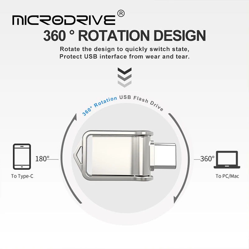 Mini Clé USB 2 en 1 MicroDrive Flash - 16GO à 512GO