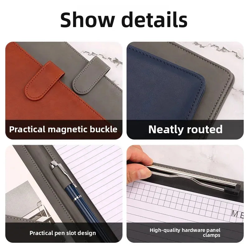Porte-Bloc A4 en Cuir PU avec Clip + Bloc Note OFFERT