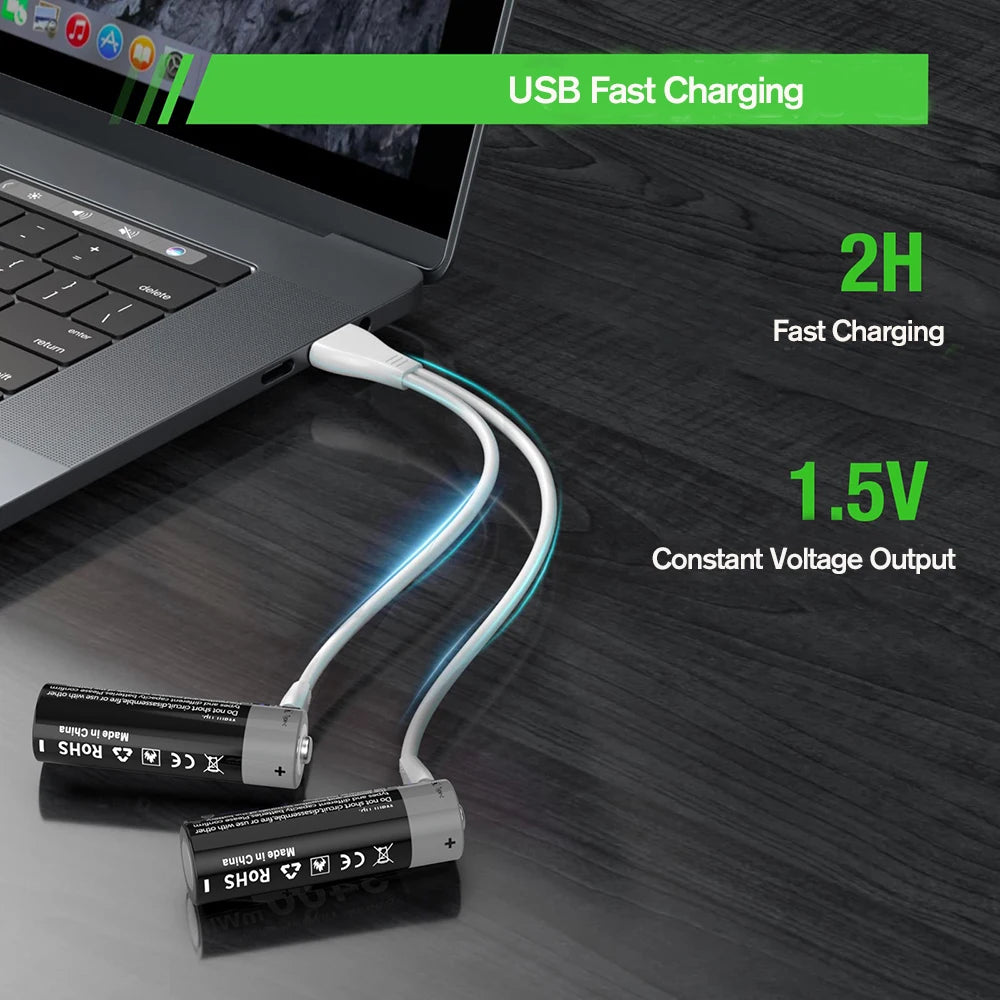 Lot de 4 Piles Rechargeables USB-C - AAA & AA