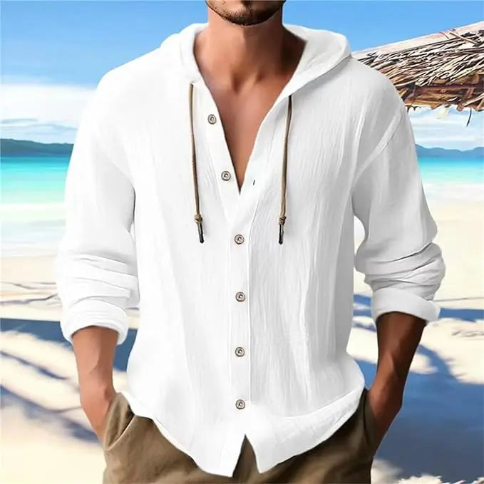 Chemise Décontractée Été 100% Coton à Capuche