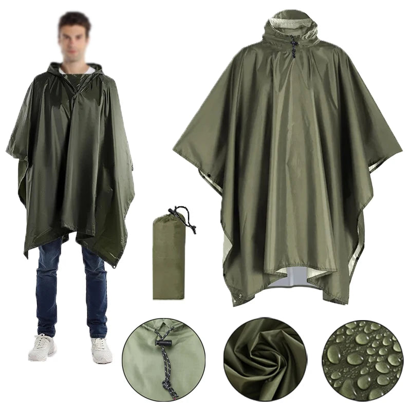 Poncho de Pluie 3 en1 - Imper, Bâche & Tente