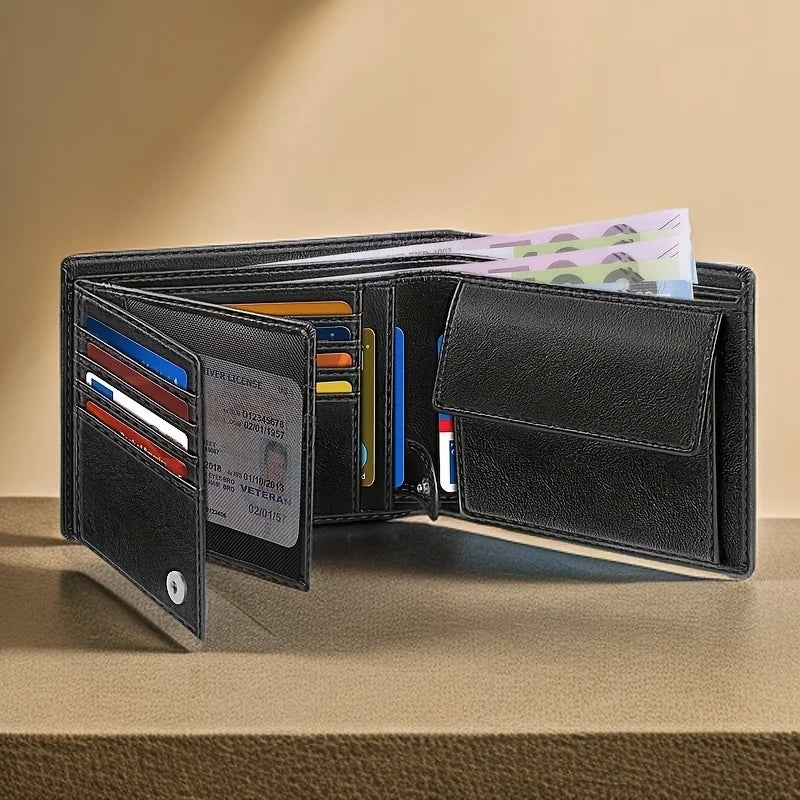 Portefeuille Anti-RFID en Cuir PU Grande Capacité - Homme