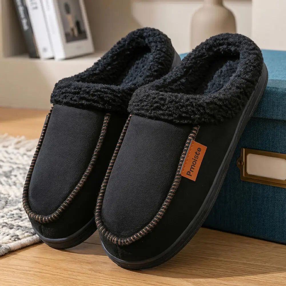 Pantoufles d’Hiver Homme en Daim – Chaudes & Confortables, Semelle TPR Antidérapante – Idéales pour la Maison