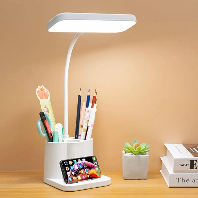 Lampe de Bureau LED avec Porte Stylos et support téléphone