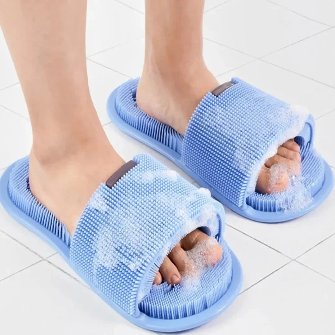 Pantoufle Lave-Pieds en Silicone – Brosse de Massage Exfoliante Antidérapante pour Douche