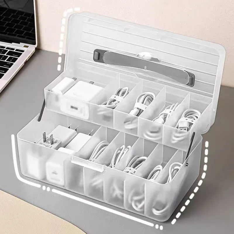 Mallette de rangement compartimentée pour câbles et chargeurs