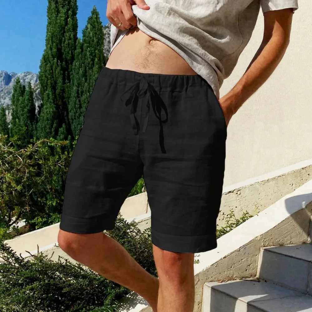 Short cargo en lin et coton pour hommes