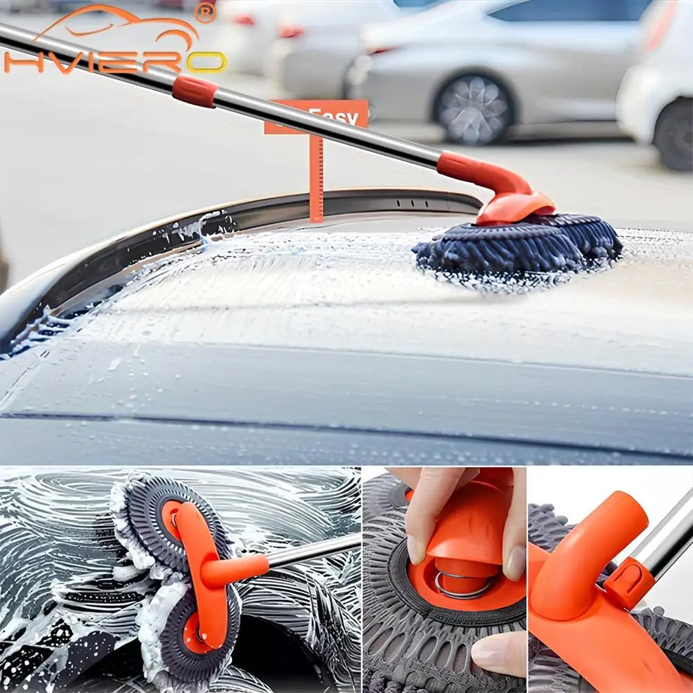 Brosse Télescopique Microfibre Lavage Voiture à Double Tête Pivotante