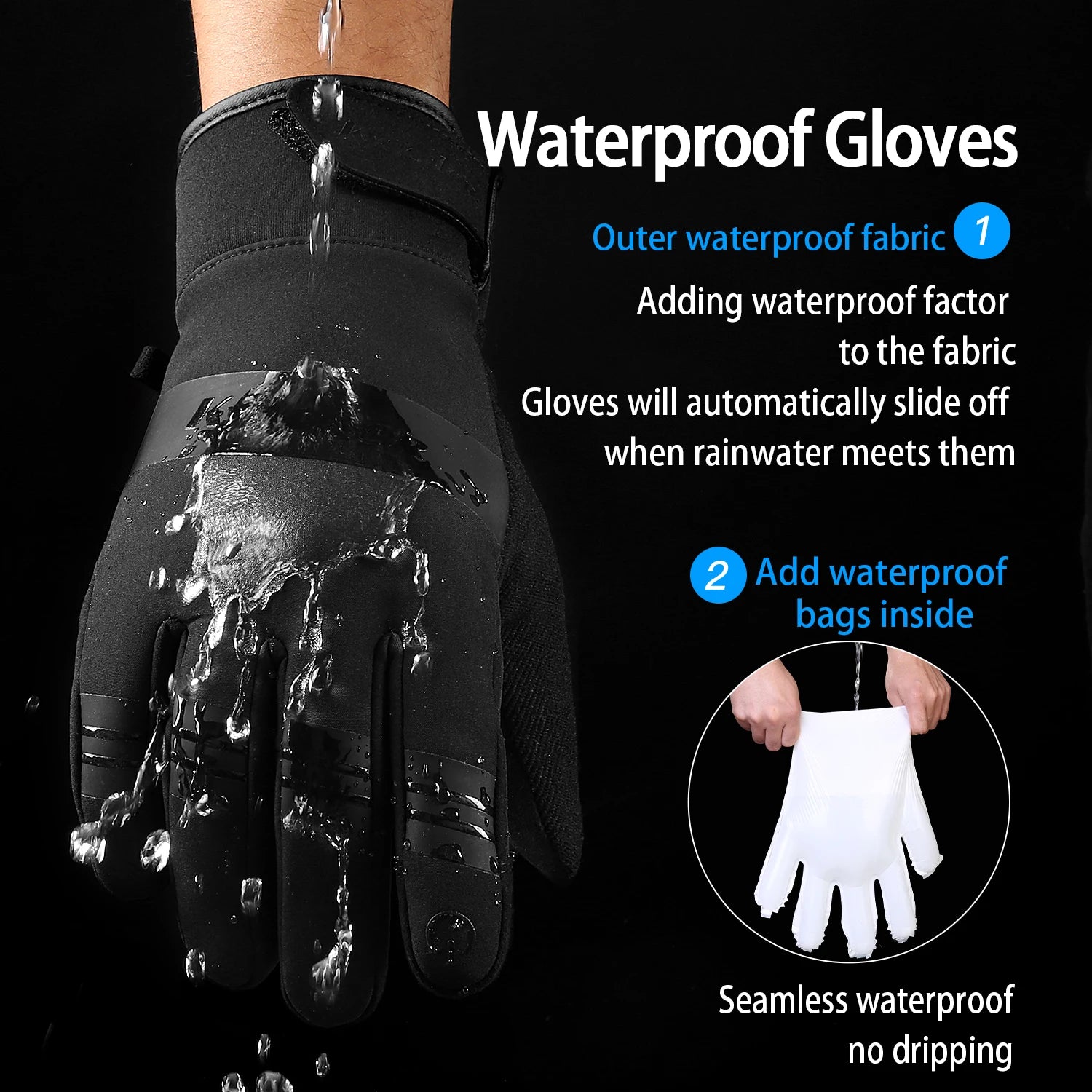 Gants Coupe-Vent Imperméables, Tactiles & Agrippants