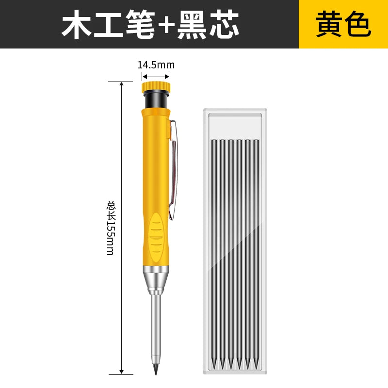 Crayon de Charpentier 2.8mm avec Taille-Crayon Intégré + Recharges Mines OFFERTES