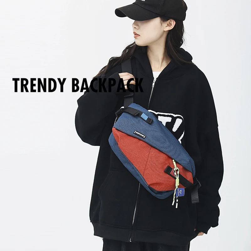 Sac Bandoulière Multi-Poches en Nylon Bicolore