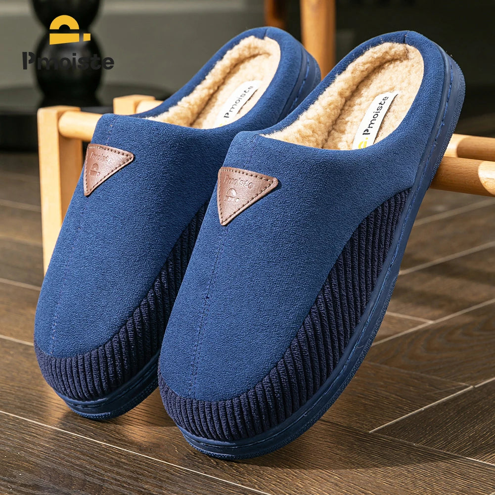 Pantoufles Homme Peluche douce à Mémoire de Forme & Antidérapantes TPR