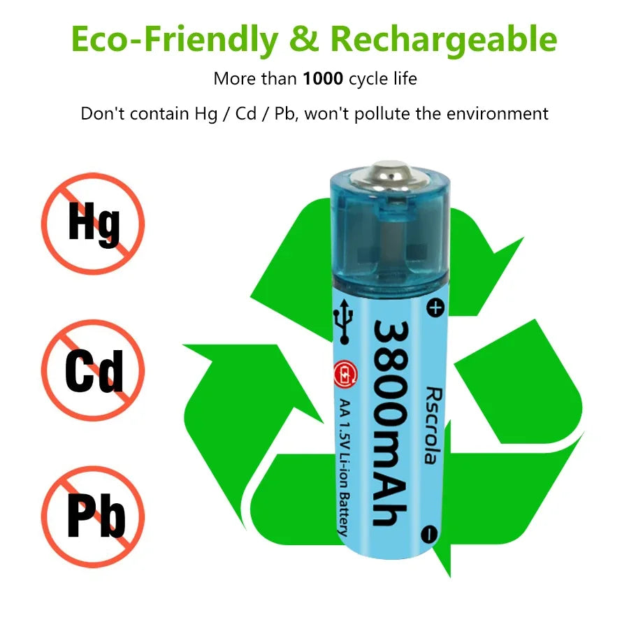 Pile AA Li-ion rechargeable USB 3800mAh — usage quotidien