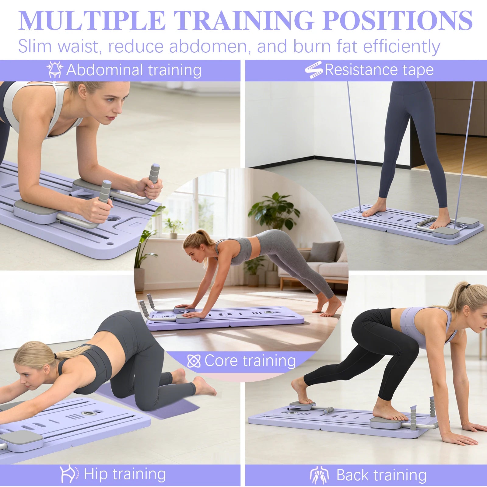 Planche de Pilates polyvalente — entraînement abdominal, pompes et fitness corps entier