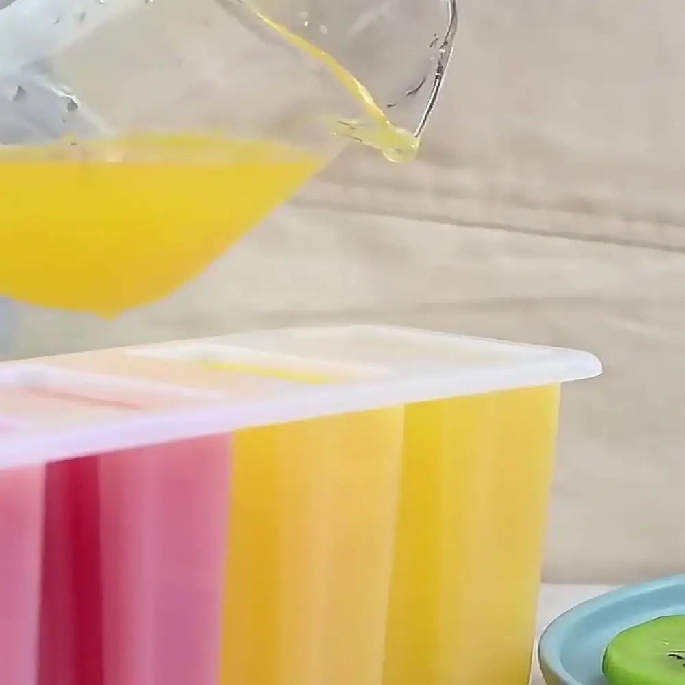 Moule à Glaces 4 Compartiments avec Couvercle – Bac Réutilisable pour Glaces Maison et Popsicles