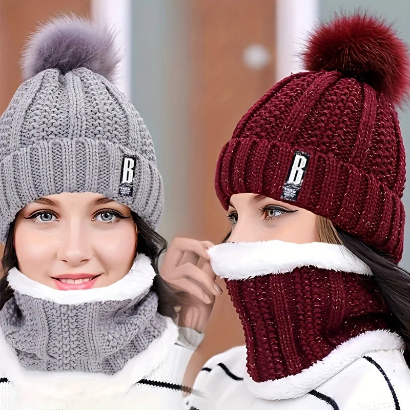 Ensemble Bonnet à Pompom & Cache-Cou - Femme