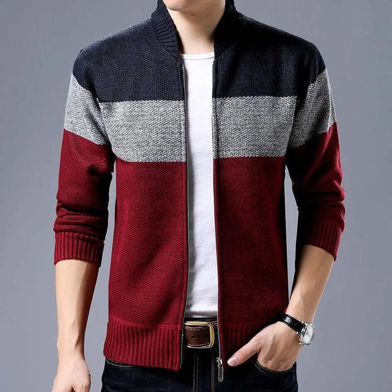 Cardigan en tricot à rayure tricolore