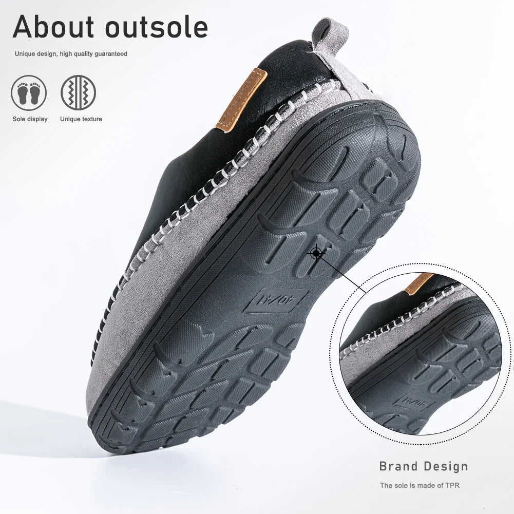 Chaussons Bicolore en Peluche Chaude & Antidérapants - Homme