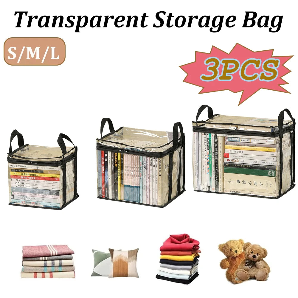 3x Sacs de rangement pour Livres, Jouets, CD, DVD...