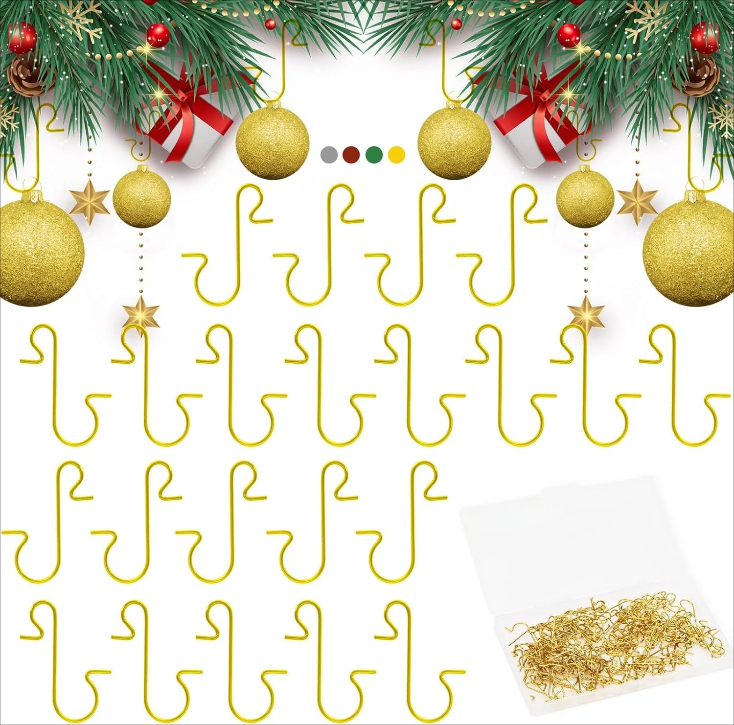 Lot de 300 Crochets Métalliques de Suspension pour Boules de Noël