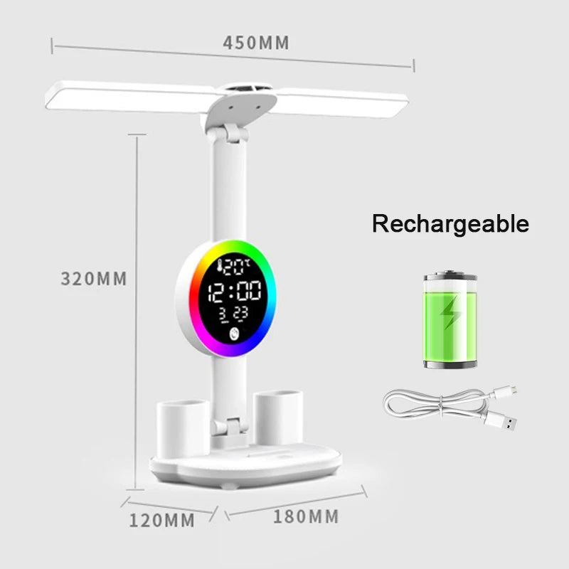 Lampe de Bureau Multifonction 4-en-1 avec Ventilateur