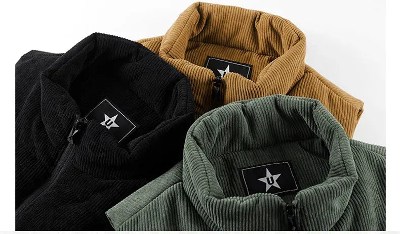Veste sans manches double poche en velour cotelé - Intérieur polaire