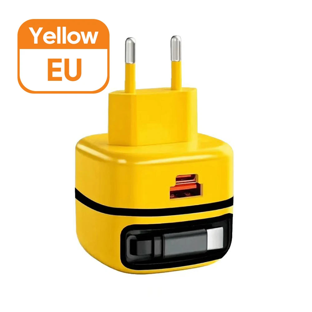 Chargeur Rapide 65W 2 Ports + Câble Rétractable