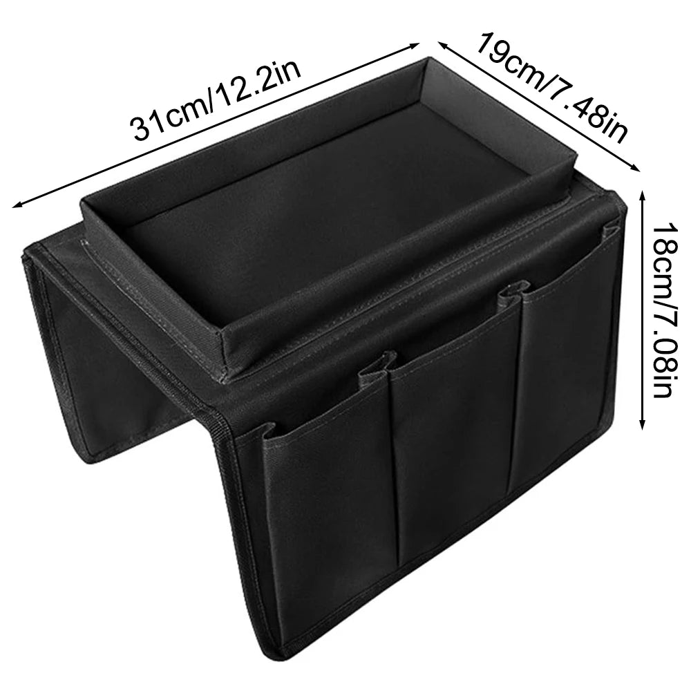 Organisateur Accoudoir Canapé à 6 Poches & Plateau
